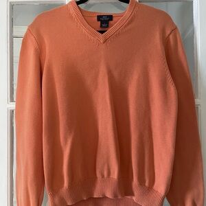 Brooks Brothers Orange V-Neck Sweater Classic Knit